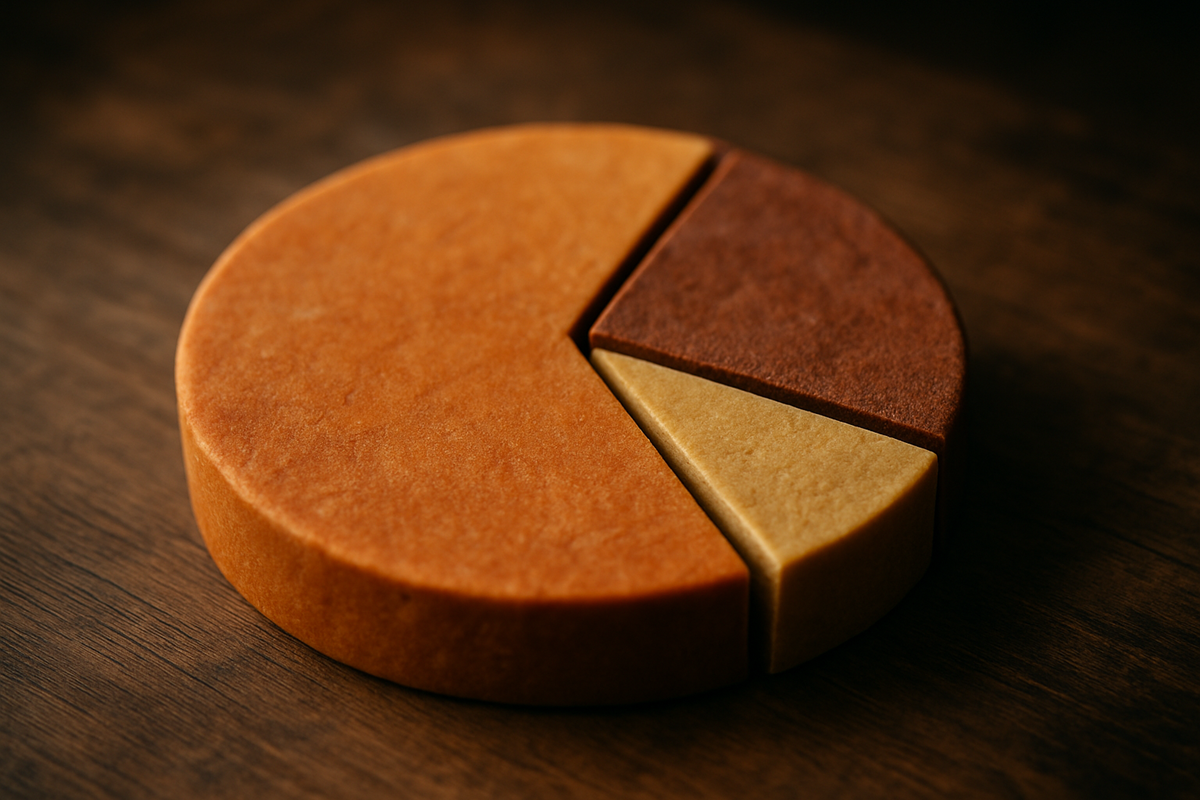 Gráfico de pizza feito com biscoitos de diferentes sabores